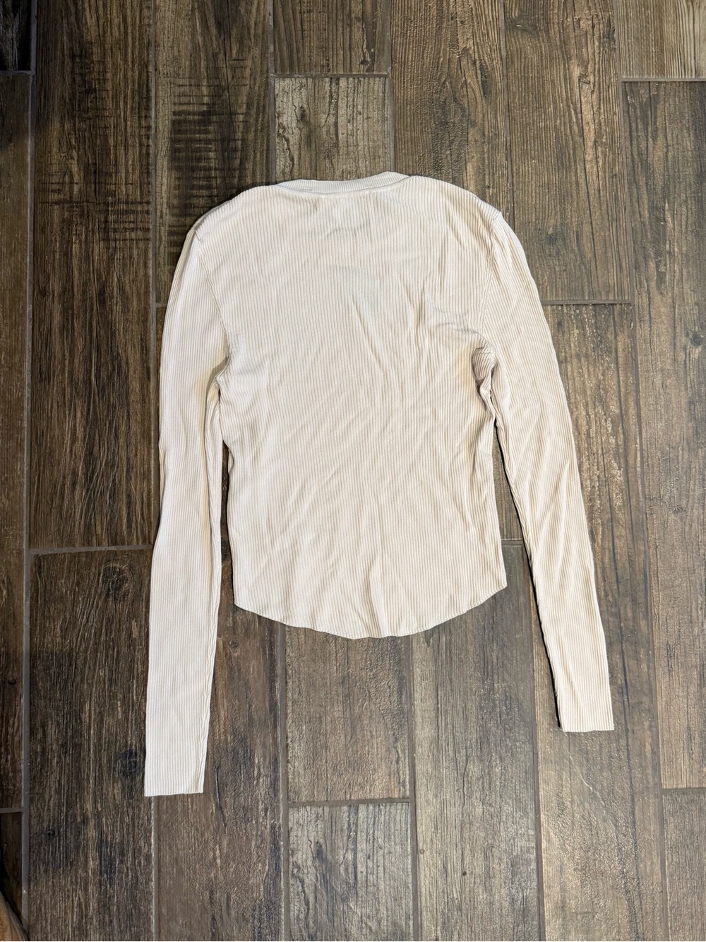 Zara Cream Ribbed Long-Sleeve Tee - Picture 2 of 5